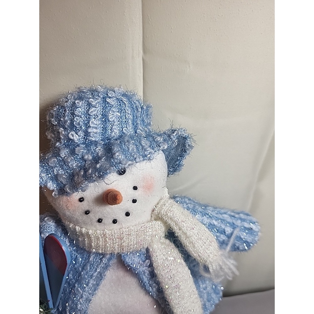 Sparkling Blue Skier Snowman Vtg - Picture 3 of 5